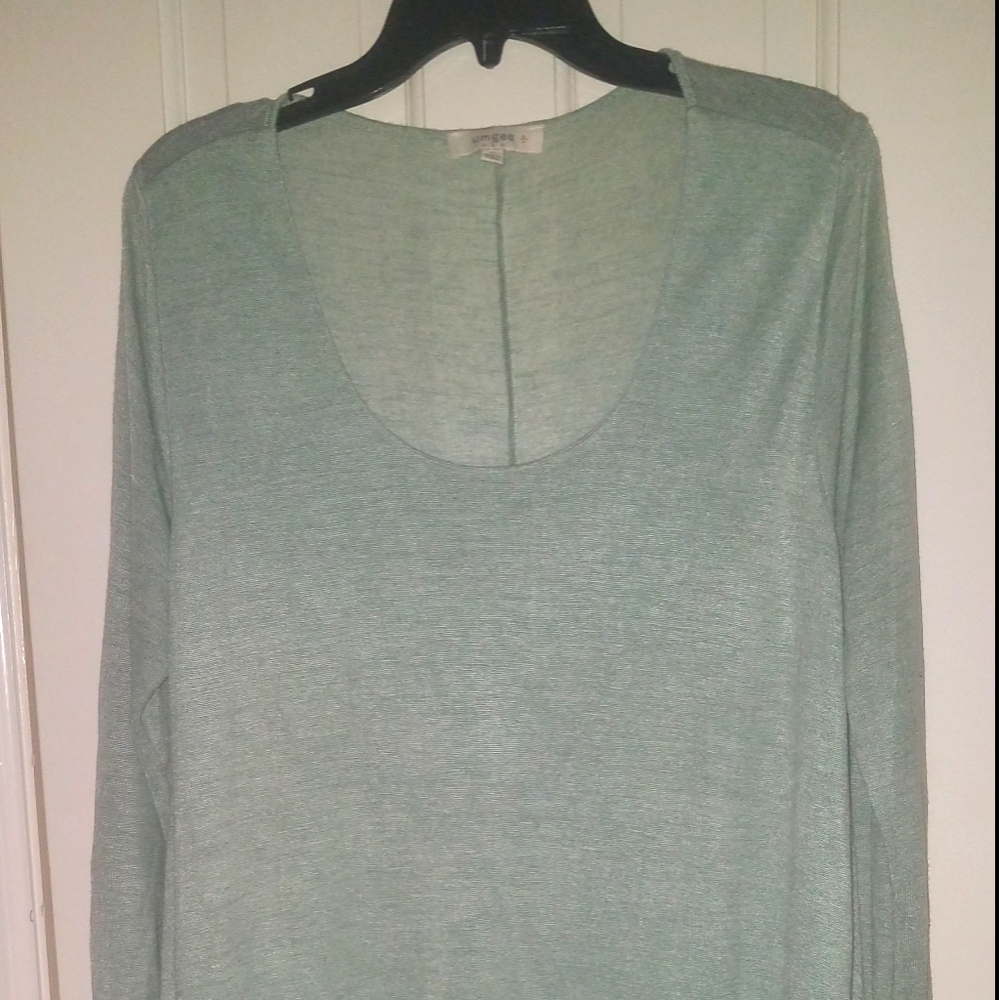 Umgee Womens Mint Green Tunic Lace Hem XL